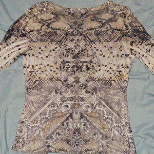 Style & Co Top with Muted Colors & Bling - Size M - Black Tan White Purple